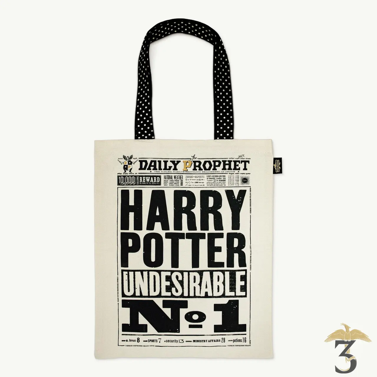 Tote bag la gazette du sorcier minalima - Les Trois Reliques, magasin Harry Potter - Photo N°1