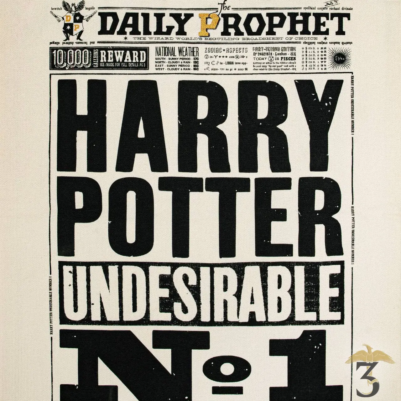 Tote bag la gazette du sorcier minalima - Les Trois Reliques, magasin Harry Potter - Photo N°3